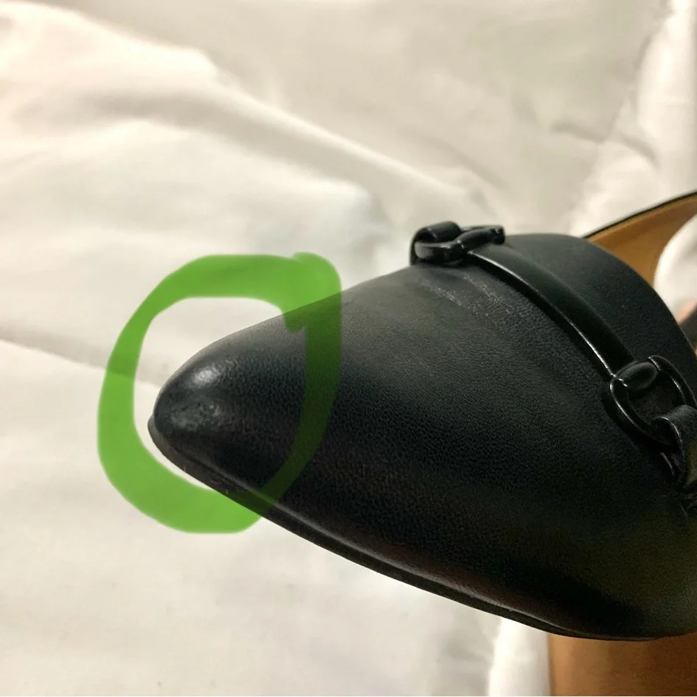 gentle souls Black Leather Slingback Block Heel Pumps